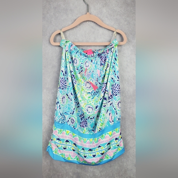 LILLY PULITZER ADELLA STRAPLESS TOP BLUE IBIZA OPEN WATER SIZE XXS - Picture 5 of 11